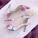 Unisa  Floral Satin Sandals In White Multi Size 9 NWT Photo 1