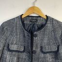 Talbots Classic Preppy Navy Blue Tweed Ruffle Blazer Jacket Cotton Wool womens 8 Photo 1