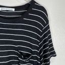 Alexander Wang T by  Womens Pocket Tee Shirt Sz Medium Black Stripe Viscose Linen Photo 2