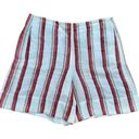 Loro Piana  Women’s High Waist Antigua Striped Linen Shorts - White, Red 44IT 8US Photo 0