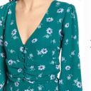 The Row  A Teal Floral Ruched Waist mini Dress Photo 2