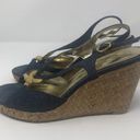 Nina  Denim Strap Wedge Sandals Size 8 Photo 6