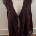 Subtle Luxury brown 100% cotton lace trim ties closure cardigan, size S/M Photo 1