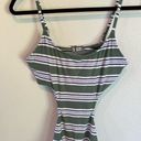 Aerie  Cut Out One Piece Olive Green Purple White Swimsuit Size Medium Long Photo 5