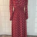 Gal Meets Glam  Robyn maroon plaid long sleeve maxi dress size 0 Photo 2