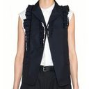 Jil Sander  Ruffles Black Vest Tops Woman 100% Wool Silk Size 38 Rare Photo 0