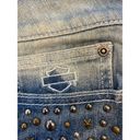 Harley Davidson  Women's Stud & Stars Denim Jean Shorts Raw Hem Size 12 Photo 5