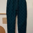 Vans Teal Green Corduroy Checkered Plaid Range Elastic Relaxed Pants Small Photo 2