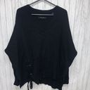 ALLSAINTS Womens Size XS/S All saints Able Lace Up Wool Blend Sweater Black EUC Photo 4