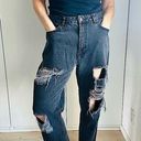 BDG  Mom High Rise Holey Jeans Black Tapered Legs Size 32 Urban Outfitters Photo 0