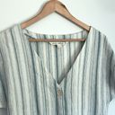 Vanilla Star Jeans Linen Blend Striped Tie Front Shirt Photo 1