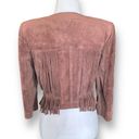 BCBG Max Azria Reiss Vegan Suede Leather Jacket Fringe Accents Toffee Brown Photo 2