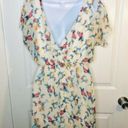 Lush Clothing LUSH Floral Backless Dress Chiffon Faux Wrap Back Ivory S Photo 6