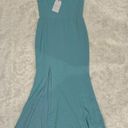 Dress the Population NWT  Iris maxi slit crepe gown tranquil blue sz M Photo 0