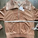 Current Air NWT  Oversized Collar Velour Pullover Shirt 1/4 Zip Taupe Tan Small Photo 5