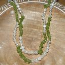 infinity NWOT Genuine White Pearls & Green Peridot Chip  Wrap Necklace Photo 0