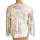 Vintage Carly Blake Sweater Rose Flower Detail Pink Light Yellow Knit Scoopneck Size M Photo 3