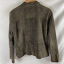 Chico's  Suede Leather Floral Embroidered Zip Up Jacket Brown Size 2 / Large Photo 3