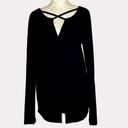 Z Supply  Key Hole Criss Cross Heart Knit Top Blouse Black S Photo 4