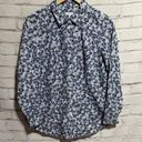 J. Jill Womens Blue Floral Print Roll Tab Sleeve Button Front Blouse Top S Missy Photo 0