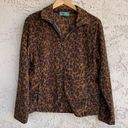 Ralph Lauren Lauren Active  Women’s Brown Animal Print Zip Up Fleece Jacket Large Photo 0