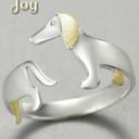 Artisan  Handmade Unique 925 Sterling Silver 14K Gold-plated Dachshund Ring Photo 1