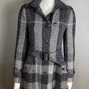 Burberry  long trench coat women's size 6 plaid wool belted gray winter Photo 1