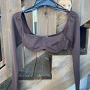 Princess Polly Becca Long Sleeve Crop Top Brown  Photo 1