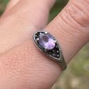 925 silver vintage ring with purple stone marcasite size 8 Photo 2