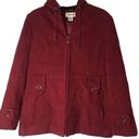 st. john's bay St. John’s Bay Red Wool Fur Hooded Zip Up Coat Photo 0