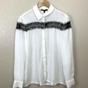 Maje  Ciloi Lace Panel Crepe Button Down Top Photo 1