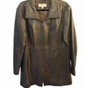 Anne Klein  Women's Mid-length Leather Jacket Chocolate Brown Size XL Sleek Photo 0