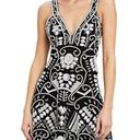 Alexis  Jerza Black and White Stone Embellished Embroidered Beaded Mini Dress Photo 0