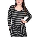 Moa Moa  SWEATER DRESS Womens SM Black White Striped Knit Pockets Tie Waist Belt Photo 8