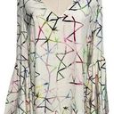 Alexis  Giovanna Flounce Bell Sleeve 100% silk Geometric Mini Dress size L 8-10 Photo 0