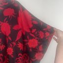 Natori red and black kimono V-neck floral caftan dress lagan look casual Photo 2