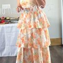 Lulus NWOT  Beyond Beauty White and Orange Floral Burnout Tiered Midi Dress Photo 10