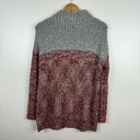 Topshop  Womens Textured Knit Colorblock Grey Red Mock Neck Pullover Sweater Sz 8 Photo 4