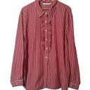 Tommy Hilfiger Women’ Plus Size Ruffle Blouse Red & White Pin Stripes. Photo 6