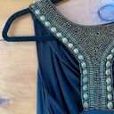 Carmen Marc Valvo  Women’s Blue Beaded Sleeveless Cowl Neck Pullover Top Size S Photo 2