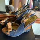 Guess Y2K  Denim & Leather Wedges Photo 0