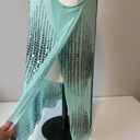 Alberto Makali NWT  sheer beaded aqua sleeveless blouse sz S Photo 3