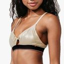 Twisted Stance Women's Solid  Triangle Bralette Bra Top Gold Metallic Sporty Photo 0