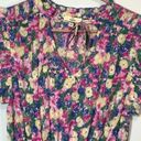 Entro  Women’s Floral Tiered V-Neck Smocked Waist Mini Dress Pink Blue Medium Photo 1