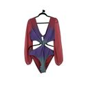 Cupshe  Swimsuit Womens XL Beachy Ombre Long Sleeve Cutout One Piece Purple NWT Photo 4