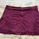 Bishop and Young  Faux Suede braids A-Line Mini Skirt LARGE Burgundy purple Photo 6