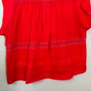 Isabel Marant  Etoile Women’s Red Square Neck Ruffle Short Sleeve Blouse Photo 7