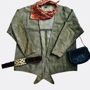 Anne Klein 1970s  Vintage Olive Green Suede Leather Front Tie Cardigan Jacket Photo 9