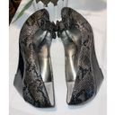 Anne Klein AK  “Madelia” Snake Skin Peep Toe Wedges Silver/Black Tones Size 7M-EU Photo 4