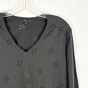 Rails  Medium Top Black Sheer Star Print Long Sleeve V Neck Cotton Women 1581 Photo 3